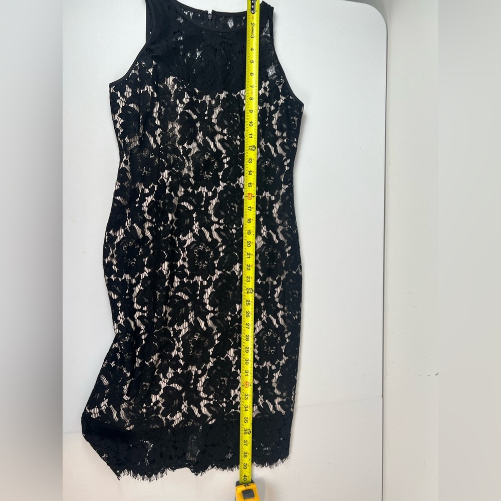White House Black Market Black lace overlay sheath Dress Size 4 - Picture 10 of 13